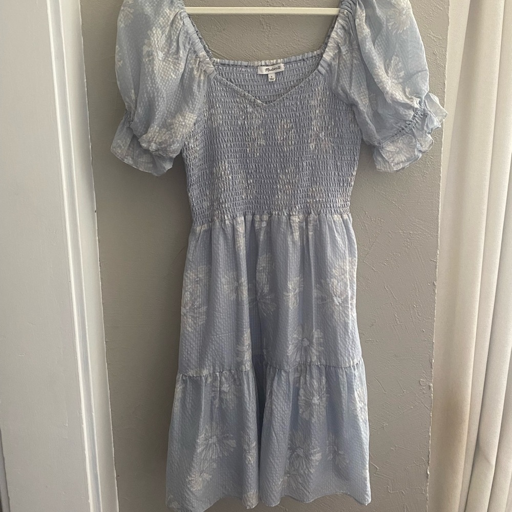 Silk Lucie Smocked Mini Dress in Moody Blooms